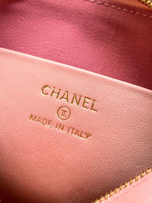 CC original grained calfskin clutch with chain AP4704 pink