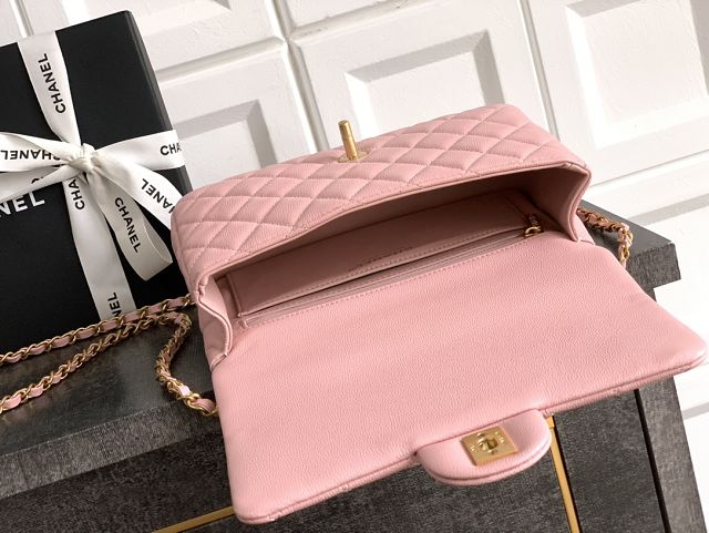 CC original grained calfskin top handle flap bag AS5702 pink
