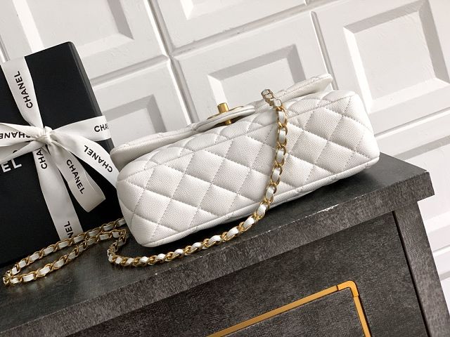 CC original grained calfskin top handle flap bag AS5702 white