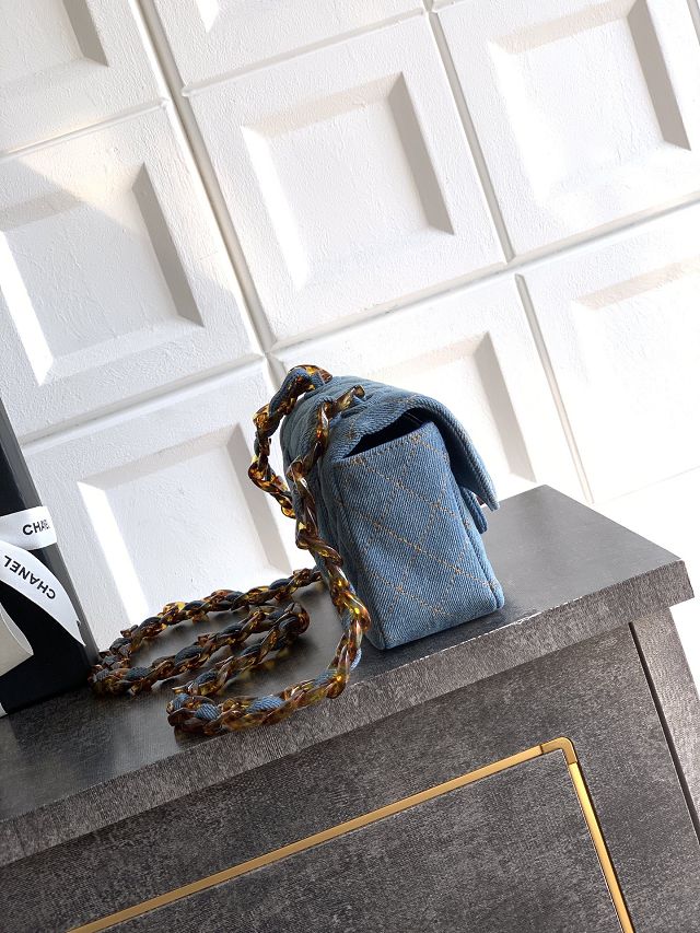 CC original denim mini flap bag A69900 blue