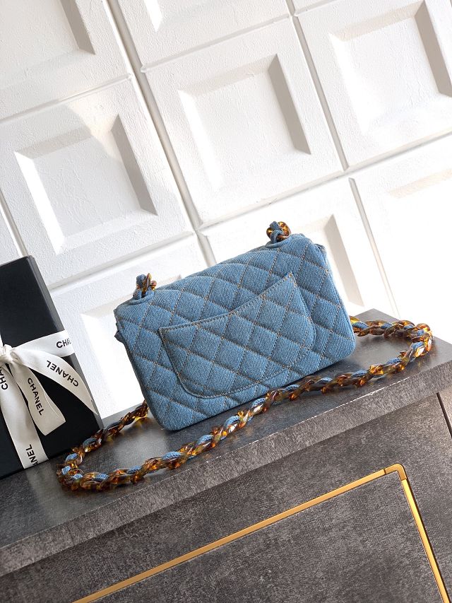 CC original denim mini flap bag A69900 blue