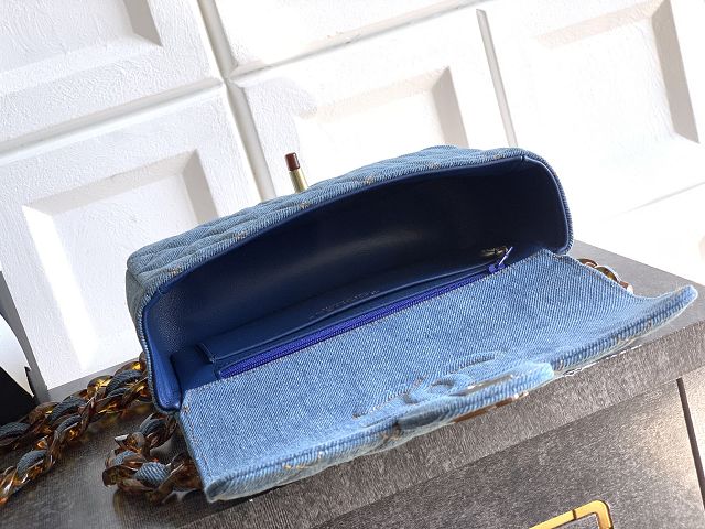 CC original denim mini flap bag A69900 blue
