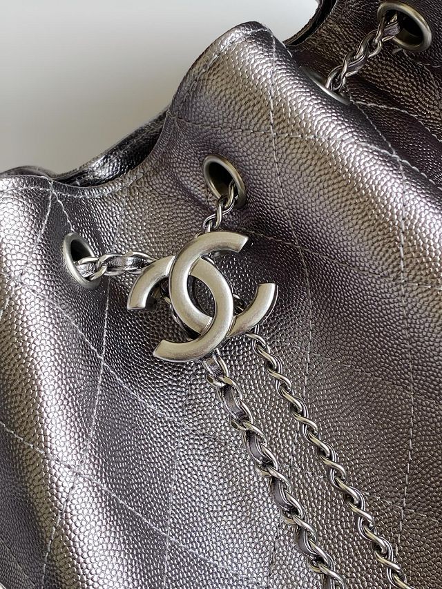 CC original grained calfskin 25 medium handbag AS5311 dark silver