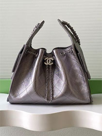 CC original grained calfskin 25 small handbag AS5293 dark silver