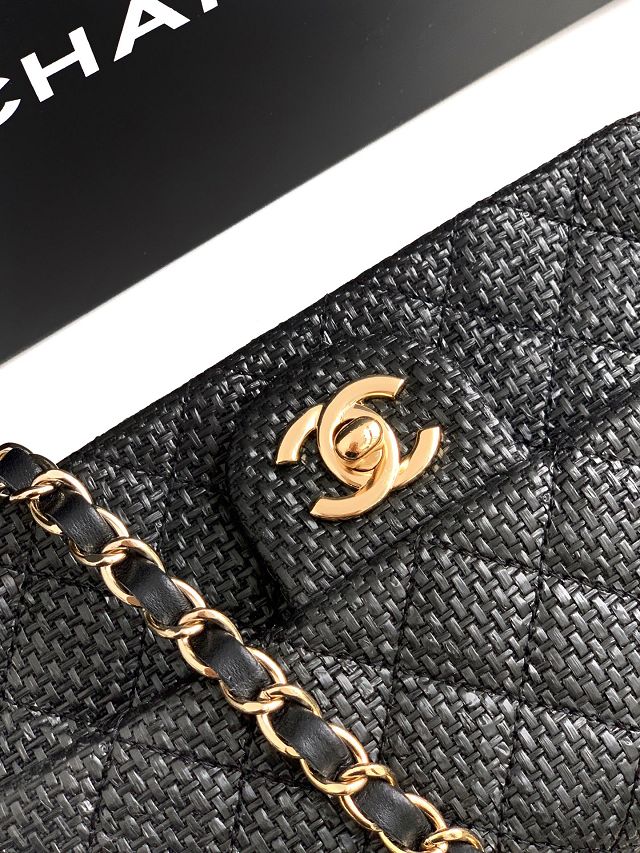 CC original straw mini flap bag A69900 black